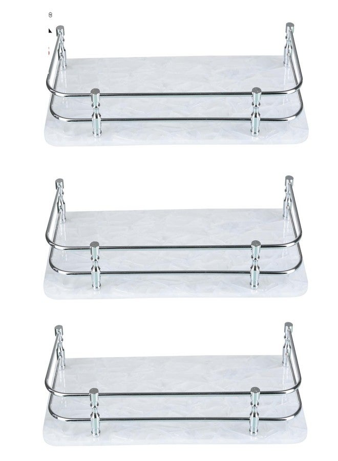 STIMULUS Transparent Acrylic Bathroom Shelf Set of 3 - Wall Mounted Storage Rack for Kitchen, Bathroom, Home - Multipurpose Wall Shelf Organizer (5x15 Inch, White) - Image 1